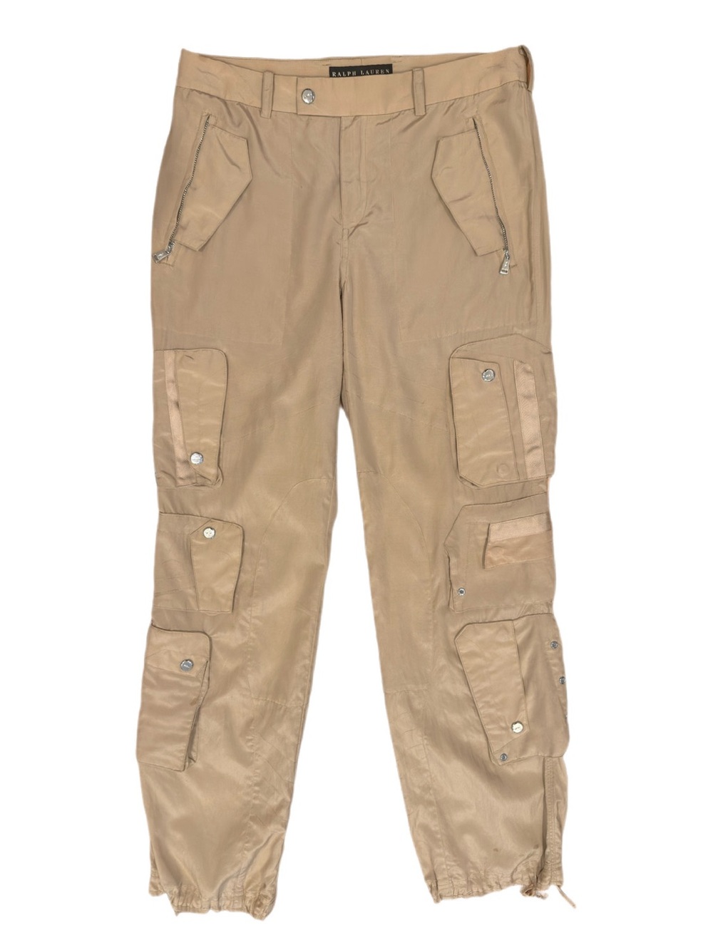 Ralph Lauren Black Label Rare Archive Silk Cotton Cargo Pants 4 Utility Beige